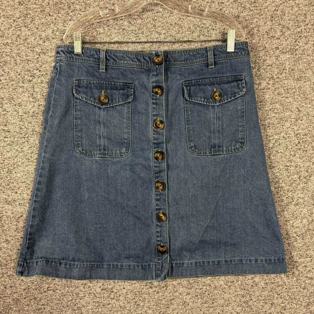 Sundance Women's Size Large Blue Denim A-Line Patch Pocket Skirt